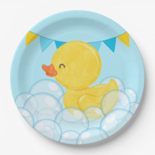 Licht Baby Blauw Waterverf Rubber Duck Party Papieren Bordje