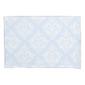 Licht Baby-Blauw & Wit Bloemen Damast Patroon Kussensloop (Voorkant)