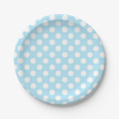 Licht Baby Blauw & Wit Polka Dots Verjaardagsfeest Papieren Bordje (Voorkant)