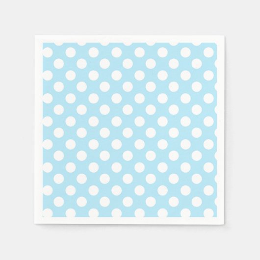 Licht Baby Blauw & Wit Polka Dots Verjaardagsfeest Servet (Voorkant)