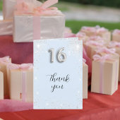Licht baby blauw zilver glitter foto Sweet 16 Bedankkaart