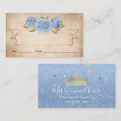 Licht Baby Blue en Gold Roos Waterverf Escort Plaatskaartje (Voorkant / Achterkant)