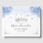 Licht Baby Blue Rozen en Elegant Silver Crown Gastenboek (Voorkant)