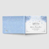 Licht Baby Blue Rozen en Elegant Silver Crown Gastenboek (Volledig)