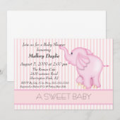 Licht Baby Licht Roze Elephant Baby shower Kaart (Voorkant / Achterkant)