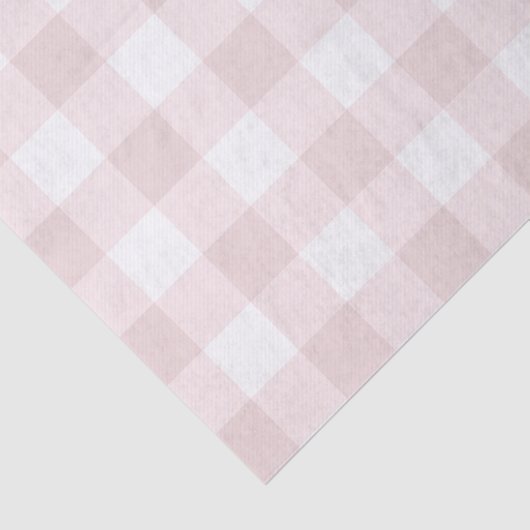 Licht Baby Roze Perzik Schotse Ruitpatroonprint Tissuepapier (Detail)