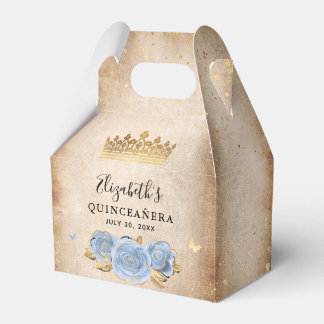 Licht Babyblauw en Goud Elegant Verjaardagsfeestje Bedankdoosjes