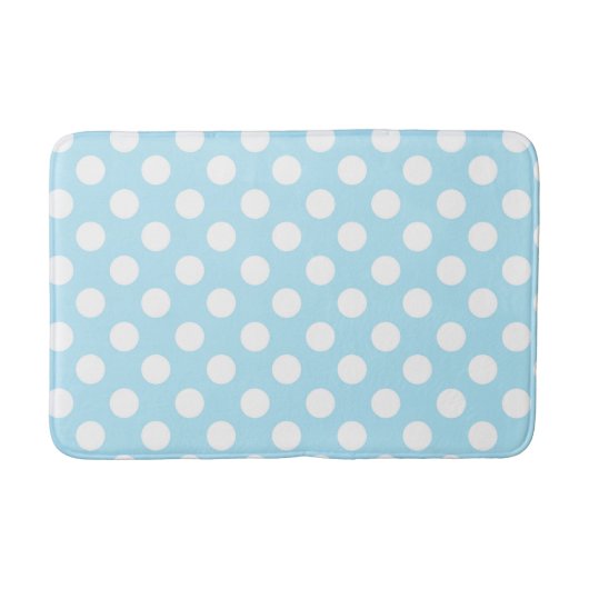 Licht babyblauw en witte pooldots badmat (Voorkant)