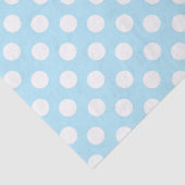 Licht babyblauw en witte pooldots tissuepapier (Detail)