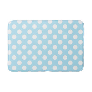 Licht babyblauw en witte stippen badmat