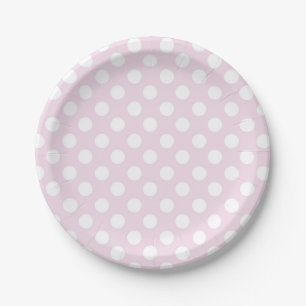 Licht babyroze en witte polka stippen verjaardagsf papieren bordje