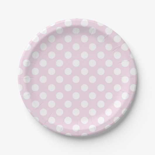 Licht babyroze en witte polka stippen verjaardagsf papieren bordje (Voorkant)