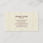 Licht Beige  Bloemen Damasks Visitekaartje (Achterkant)