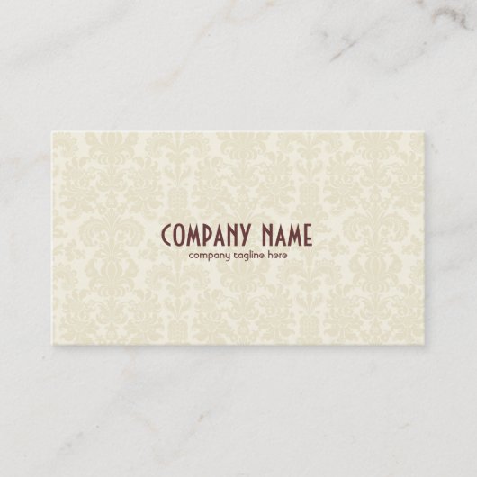 Licht Beige  Bloemen Damasks Visitekaartje (Voorkant)