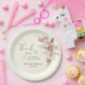 Licht Beige Boho Bloemen Dank u Baby Papier Bord (Feest)