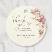 Licht Beige Boho Bloemen Dank u Baby shower Bedankjes Labels (Voorkant)