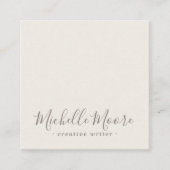 Licht beige bruine elegant minimalistisch professi vierkante visitekaartje (Voorkant)