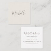 Licht beige bruine feminine minimalistisch vierkante visitekaartje (Voorkant / Achterkant)