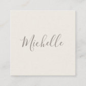 Licht beige bruine feminine minimalistisch vierkante visitekaartje (Voorkant)
