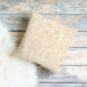 Licht beige en bruin bloemig Paisley patroon Kussen