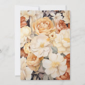 Licht Beige en Champagne Bloemen Bruiloft Kaart (Achterkant)