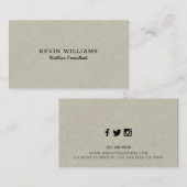 Licht beige faux linnen textuur achtergrond visitekaartje (Voorkant / Achterkant)