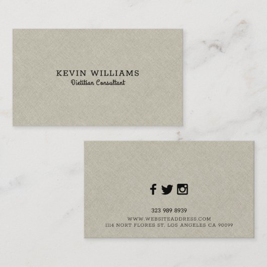 Licht beige faux linnen textuur achtergrond visitekaartje (Voorkant / Achterkant)