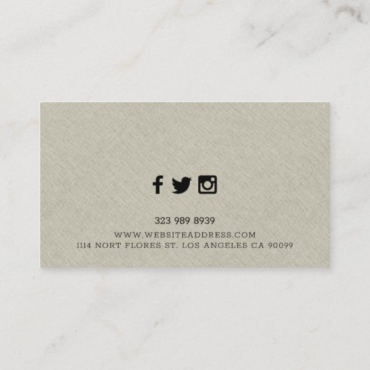 Licht beige faux linnen textuur achtergrond visitekaartje (Achterkant)