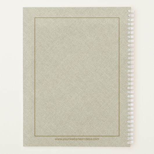 Licht beige faux linnen textuur planner (Achterkant)