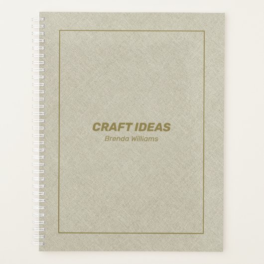 Licht beige faux linnen textuur planner (Voorkant)