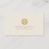Licht Beige Linnen Goud Gerechtigheid Logo Visitek Visitekaartje (Voorkant)
