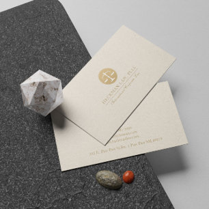 Licht Beige Linnen Goud Gerechtigheid Logo Visitek Visitekaartje