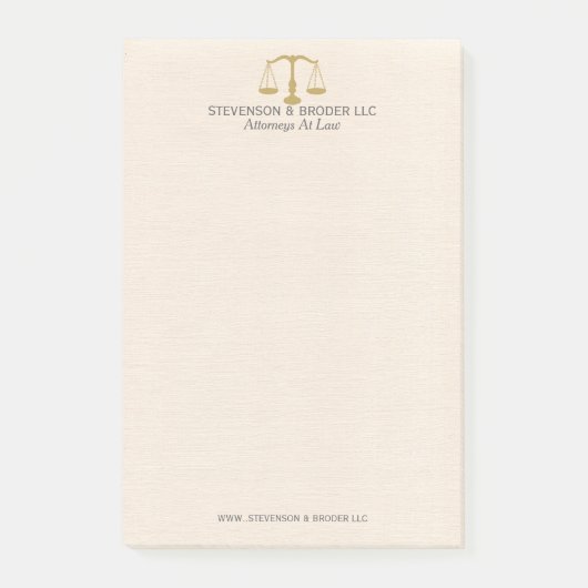 Licht Beige Linnen & Goud Law Praktijk Schaal Post-it® Notes (Voorkant)