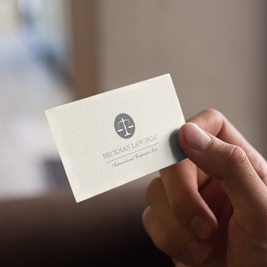 Licht Beige Linnen Grijs Justice Logo Visitekaartje