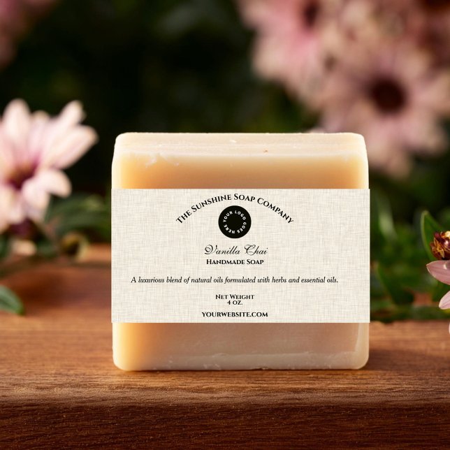 Licht Beige Linnen Papier Stijl Zeep Band met Logo (Creator heeft geüpload)