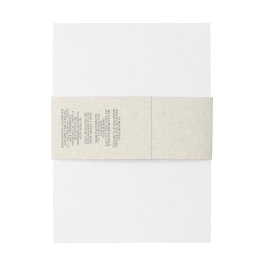 Licht beige linnen papier stijl zeep buik band uitnodigingen wikkel (Achterkant Voorbeeld)