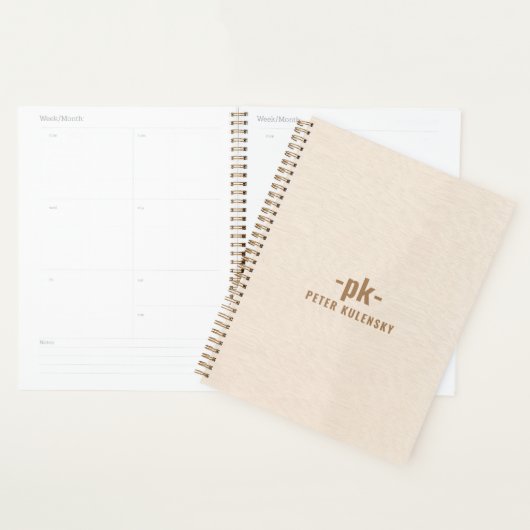 Licht beige linnen textuur eenvoudig dan typografi planner (Display)