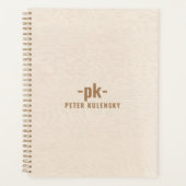 Licht beige linnen textuur eenvoudig dan typografi planner (Voorkant)