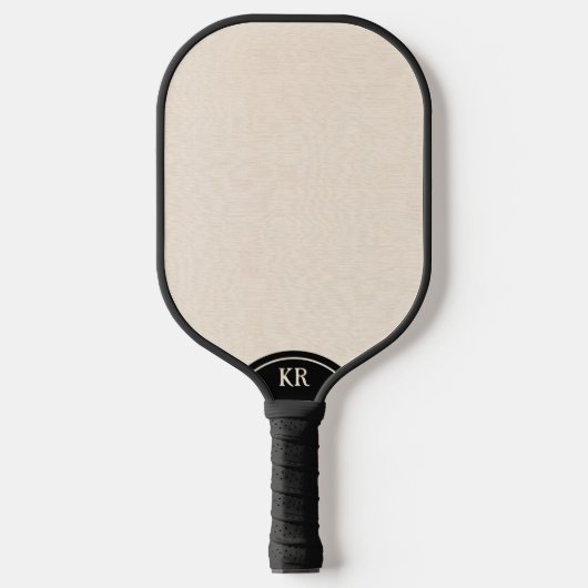 Licht beige linnen textuur minimaal monogram pickleball paddle (Voorkant)