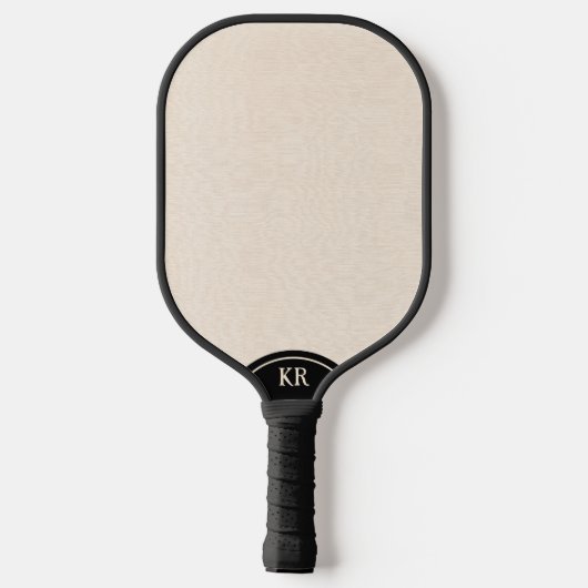 Licht beige linnen textuur minimaal monogram pickleball paddle (Achterkant)