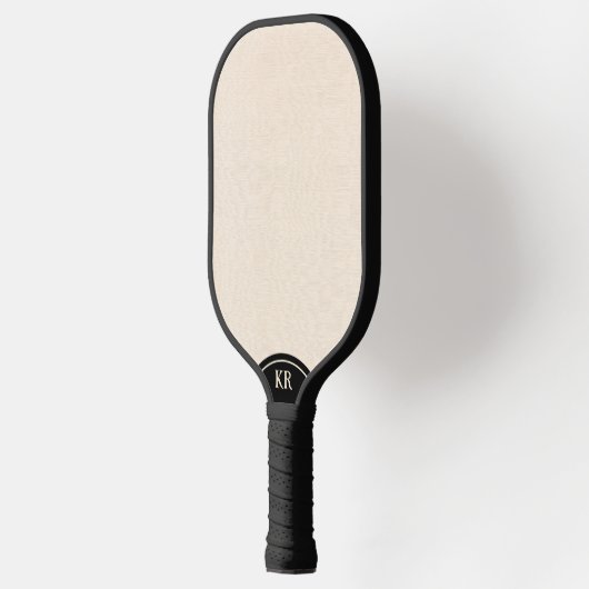 Licht beige linnen textuur minimaal monogram pickleball paddle (Links)