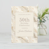 Licht Beige Marmer 50e Verjaardag Kaart (Staand voorkant)