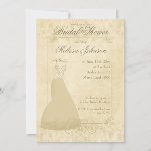 Licht beige  papier Bridal Shower Uitnodiging (Voorkant)
