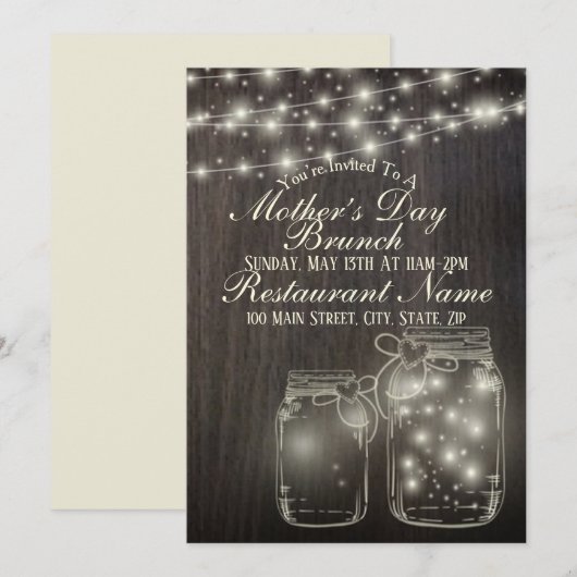 Licht bijtende moederdag Brunch Kaart (Voorkant / Achterkant)