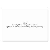 Licht, bijwoord, op sneeuw thema lezing flashcards kaart (Achterkant)