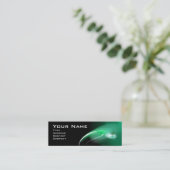LICHT BIRD MONOGRAM Levendig zwart groen Mini Visitekaartje (Staand voorkant)