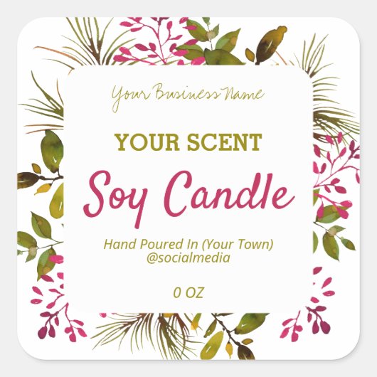 Licht blad spray productetiketten vierkante sticker (Voorkant)