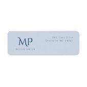 Licht Blauw Aangepast Monogram Retouradres Etiket (Voorkant)