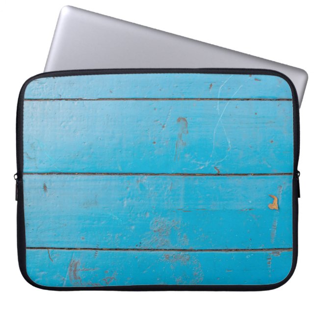 Licht blauw aquamarine vers  hout, stoffige bloem laptop sleeve (Voorkant)