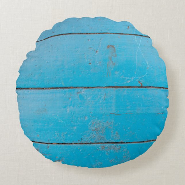 Licht blauw aquamarine vers  hout, stoffige bloem rond kussen (Voorkant)